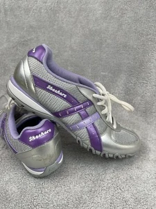 Size 7.5 Skechers Work Out Flex Silver Purple Womens 21066 Sneakers - Picture 1 of 14