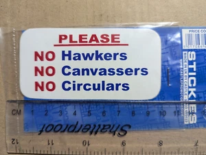 Calcomanía adhesiva de vinilo con emblema de letrero circular No Hawkers Canvassers coche furgoneta vehículos - Imagen 1 de 3