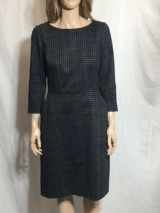 Women's NWT Lauren Ralph Lauren Gray/Black 3/4 Sleeve Belted Dress - Picture 1 of 8