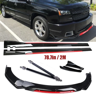 For Chevrolet Silverado 1500 SS Front Bumper Lip Splitter Glossy Black Red Side Foto 1 de 4