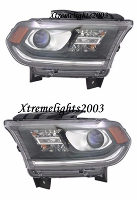 DODGE DURANGO 2014-2015 BLACK HEADLIGHTS HEAD LAMPS LIGHTS W/O LED PAIR SET - Image 1 of 4