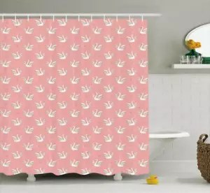 Swan Shower Curtain Fabric Bathroom Decor Set with Hooks 4 Sizes Available - Picture 1 of 10