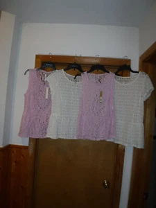 Short Sleeve Cheer Tops,size MD,SM,XS, LC Lauren Conrad color Ivory & Pink NWT - Picture 1 of 30
