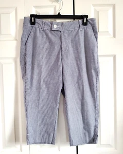 RIDERS BY LEE Womens 14 Capri Cropped Stretch Pants Pockets Pinstriped - Picture 1 of 8