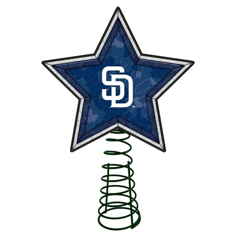 NEW San Diego Padres Mosaic Tree Topper MLB Light Up Star Stained Glass Look Cover