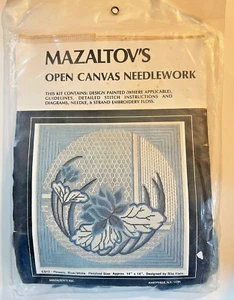 Mazaltov's Open Canvas Needlework Kit Flowers Blue/White CS13 14"x14" Rita Klein - Picture 1 of 10