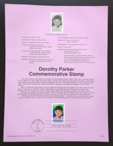 29c Dorothy Parker 1992 SOUVENIR PAGE SCOTT # 2698 SP1021 - Picture 1 of 1