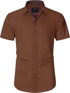 Men's Stretch Dress Shirts 2025 - Wrinkle-Free Short Sleeve Business Button Down - Picture 1 of 51
