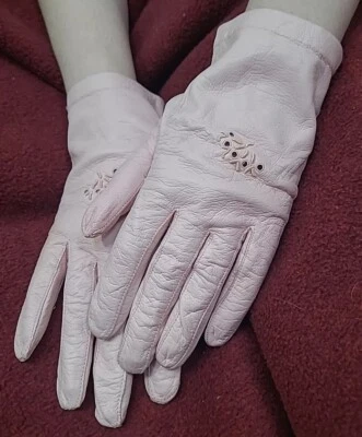 Guantes de cuero vintage para mujer ARIS PARIS niños ROSA bordados lavables Foto 1 de 4