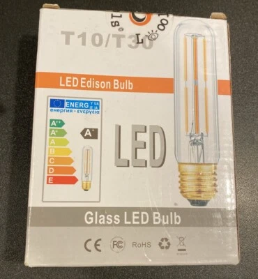 LED Edison Bulb T10/T30 6w Clear, 2700k, Box of 3, NEW - Image 1 of 4