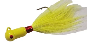 5 Stück - Bucktail Jigs Striper Köder 2oz Gelb 7/0 Popeye Jighead Köder Set - Bild 1 von 3