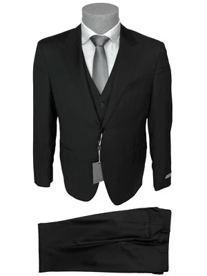 Abito uomo CANALI, nero 3 pezzi millerighe DROP 8 in Pura Lana Vergine, -50%. - Imagen 1 de 4