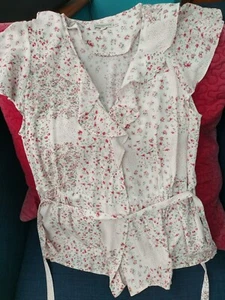 Monsoon Floral Wrap Blouse - Size Large, V Neck - Picture 1 of 7