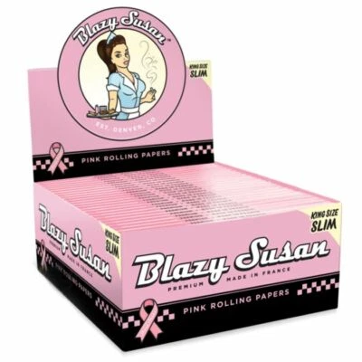 Blazy Susan King Size Slim Rolling Papers Ultra Thin Smoking Pink Skins