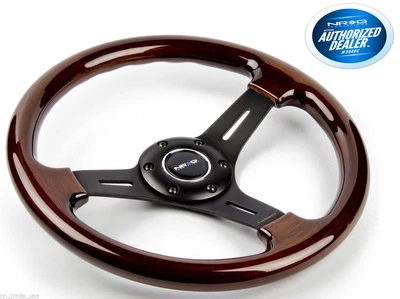 NRG Steering Wheel Classic Wood Grain 3 Spoke black 330mm ST-015-1BK - Image 1 of 4