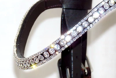 CRYSTAL BLing Browband FSS SPARKLE CLEAR WHITE ICE 3x Row 6mm 3mm U Curve Shape - image 1 of 3