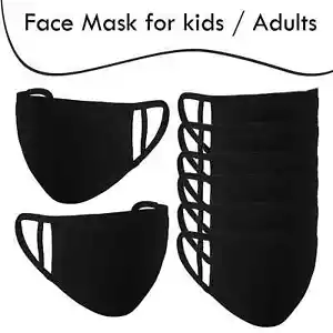Pack de 1-10 Mascarillas Reutilizables Lavables Transpirables Negro Adulto Algodón Polvo Mascarilla Facial - Imagen 1 de 13
