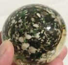 Art Glass Paperweight Collectible - Green + Black + White *SLIGHT DAMAGE*