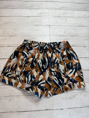 Pantalones Cortos Para Mujer Multicolor Tiro Alto Abstracto Puños Cordón Talla: M Foto 1 de 4