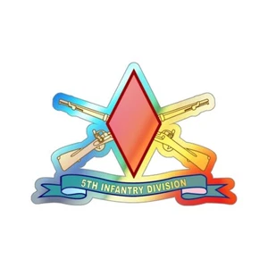 Holographic Die-cut Stickers - 5th Infantry Division - SSI w Br - Ribbon X 300 - Picture 1 of 2