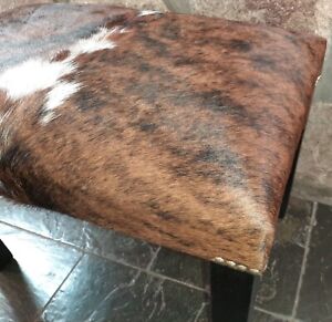 New Cowhide Animal Print Printed Bench Ottoman Puff Footstools Hair on Brindle