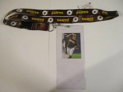 SAN DIEGO PADRES RETRO BROWN LANYARD WITH TICKET HOLDER PLUS PLAYER CARD - Image 1 of 3