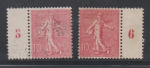 FRANCE 2 SEMEUSES LIGNEES yt 129 10C ROSE AVEC MILLESIME N(*) ET OBLITERE - Picture 1 of 1