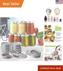24Pcs Wide Mouth Mason Jar Canning Lids & Bands - Airtight Seal for Freshness - Picture 1 of 9