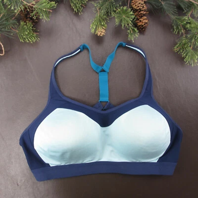 Sutiã esportivo Champion tamanho L azul acolchoado sem fio pulôver ajustável - Imagem 1 de 4