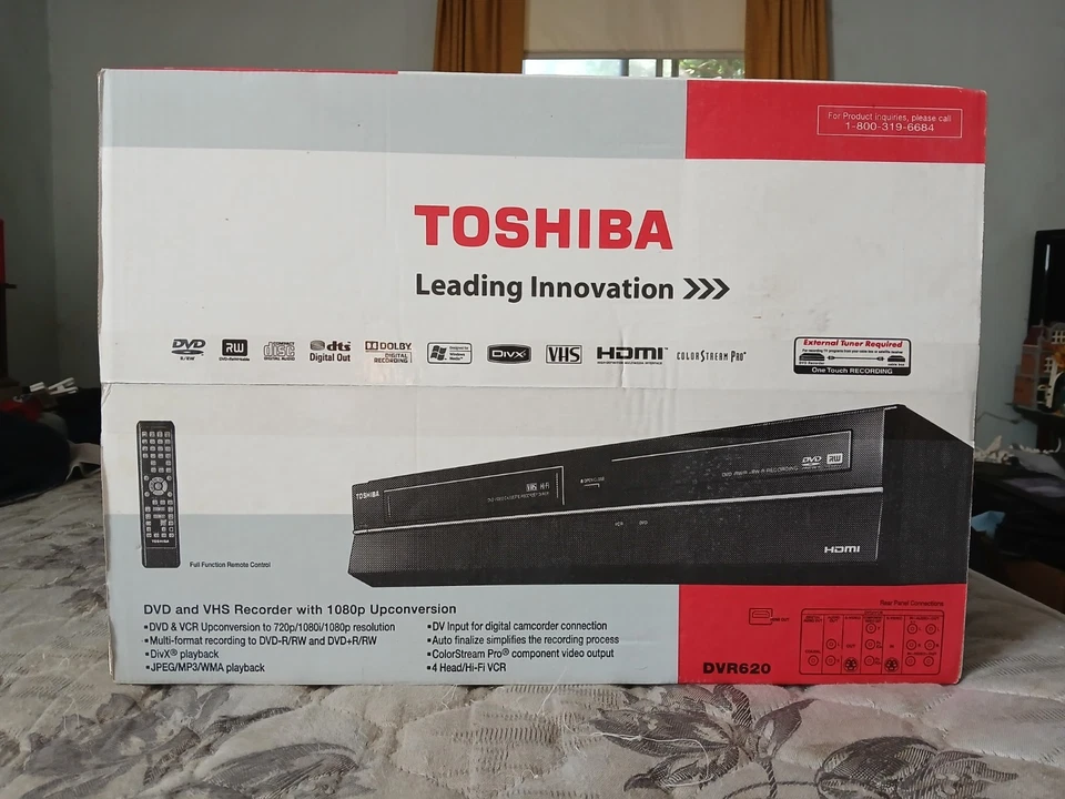 Grabadora de DVD/VHS Toshiba DVR620 sellada de fábrica con conversión ascendente 1080p Foto 1 de 4