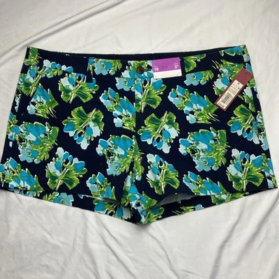 Nuevo con etiquetas Pantalones Cortos Merona Para Mujer Azul Marino Floral 3 Pulgadas Entrepierna Talla 16 Algodón - Nuevos Foto 1 de 4