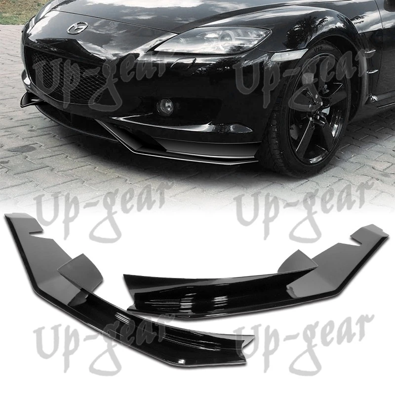 For 2004-2008 Mazda RX-8 MS-Style Painted Black Front Bumper Spoiler Lip Kit 2PC - Imagem 1 de 4