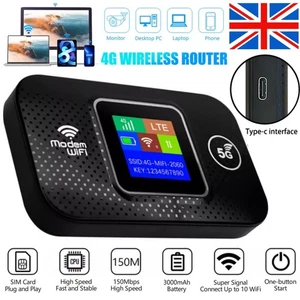 Unlocked 5G LTE LCD Pocket Mobile Broadband Wireless WiFi Router MiFi Hotspots- - Picture 1 of 14