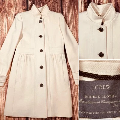 ABRIGO J CREW MUJER DAMA DÍA TALLA 6 MARFIL CREMA DOBLE TELA THINSULATE ITALIANO Foto 1 de 4