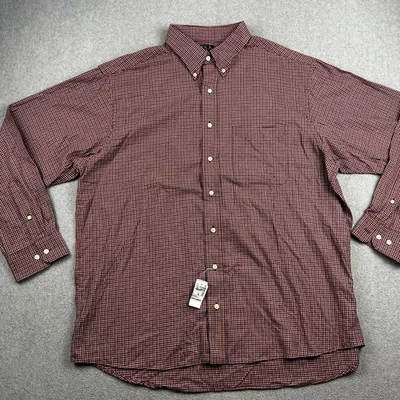 Camisa Jos A Bank Para Hombres XL Borgoña Cuadros Abotonada Manga Larga Ejecutiva Algodón Foto 1 de 4