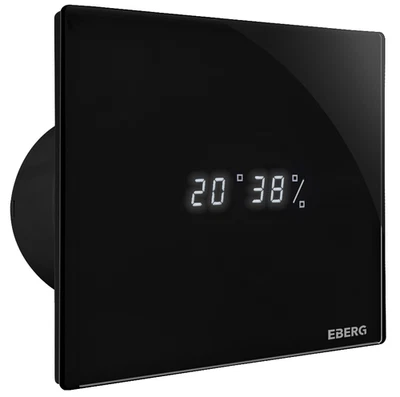 EBERG ENSO BLACK Bathroom Extractor Fan Timer & Humidity Sensor Glass 100mm - Image 1 of 4