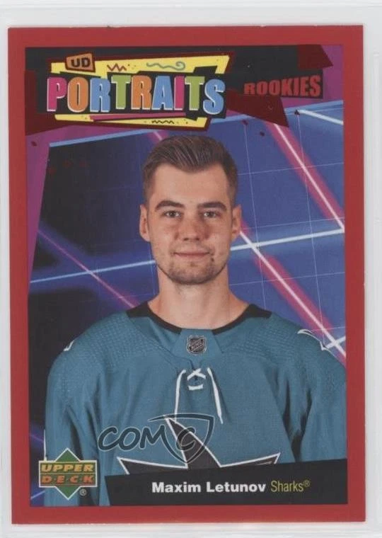 2020-21 Upper Deck UD Portraits Rookies Red Maxim Letunov #P-91 Rookie RC - Image 1 of 2