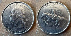 1999-P Delaware State Quarter Massive Struck Thru Grease Error Obverse/Reverse - Picture 1 of 3