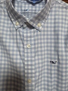 Vineyard Vines Performance On The Go Blue Check Long Sleeve Med. Button. NWOT - Picture 1 of 4