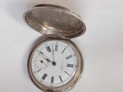 Antiguo reloj de bolsillo Bellevue de plata (84) 1890-1910; 44 mm ~ 17 joyas Foto 1 de 4