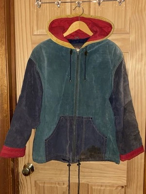 Chaqueta de Colección Años 90 Wilsons Adventure Bound Mujeres L Bloque de Color Con Capucha Cuero Cremallera Foto 1 de 4