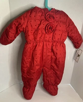 Rothschild Bebé Niña Rojo Roseta Detalle Bunting 1 Pieza Invierno Traje de Nieve 0-6m Foto 1 de 4