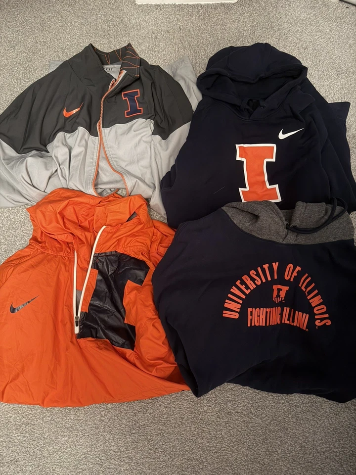 Nike Illinois Fighting Illini Sweatshirts and Jacket Mens XL/XXL - LOT OF 4 - Image 1 of 4
