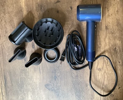 Dyson Supersonic Hair Dryer HD08 Blue/Gold with 5 attachments - Image 1 of 3