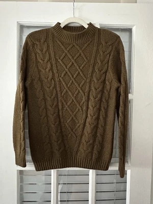 Suéter tejido con cable marrón cuello falso Forever 21 para mujer junior L Foto 1 de 4