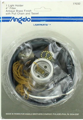 1 SOPORTE DE LUZ - 4" ACCESORIO VENTILADOR LUZ REPUESTO CON CADENA DE TRACCIÓN - LATÓN ANTIGUO Foto 1 de 2