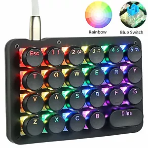 Macro Mechanical Keyboard Gaming Keypad Blue Switch Round Keycap RGB LED Backlit - Picture 1 of 7
