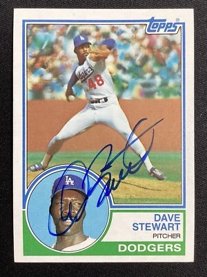 Tarjeta de béisbol firmada por Dave Stewart 1983 Topps #532 autógrafo de los Dodgers de Los Ángeles TPG Foto 1 de 2