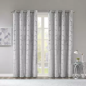 Raina Total Blackout Metallic Print Grommet Top Single Curtain Panel Thermal Ins - Picture 1 of 11