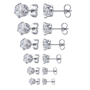 Pendientes redondos de circonio cúbico de 3 mm-8 mm para hombre/mujer - Imagen 1 de 16